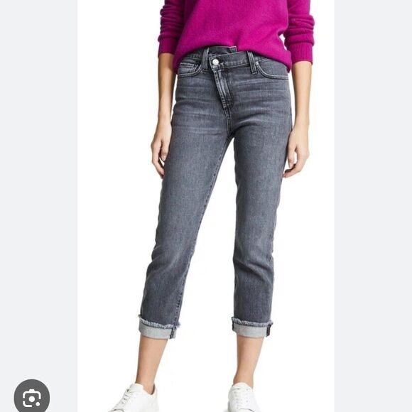 Alice Olivia Amazing Asymmetrical Slim Straight Jeans Night Walk Gray Women‎ 24 - Picture 13 of 13